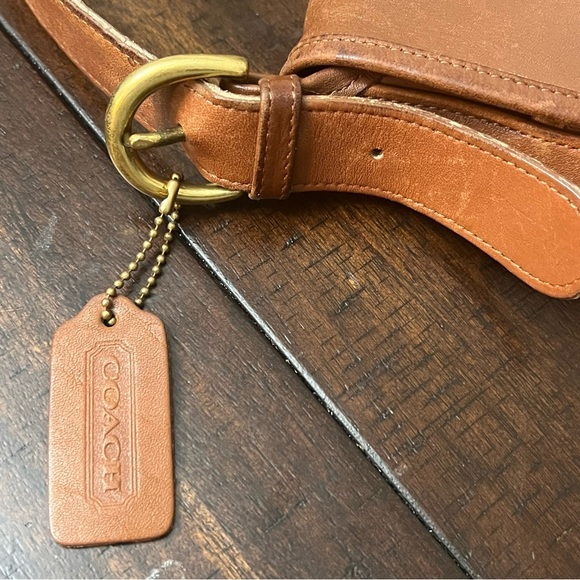 Vintage Coach Whitney Crossbody Tan Leather Saddle Flap Shoulder Bag #4115 - Picture 5 of 7